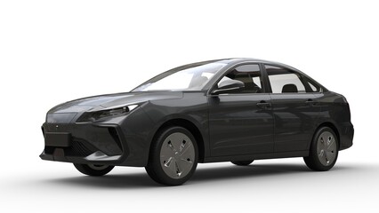 Fototapeta premium Modern elegant electric car in dark gray color - studio shot