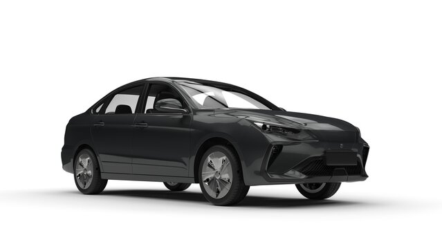 Modern elegant electric car in dark slate gray color