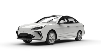 Fototapeta premium Modern elegant electric car in clean white color - studio shot