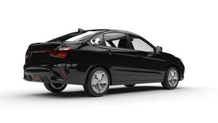 Modern elegant electric car in shiny black color - back view
