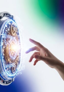 Specialized practitioners accelerate recovery, reversing cellular decay using advanced chronometric technology in a sterile treatment environment, sci-fi, surgery, abstract