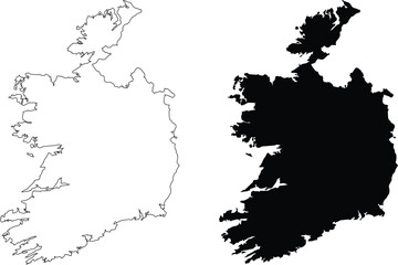 Obraz premium Ireland outline and silhouette maps europe