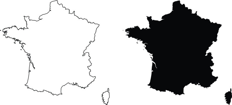 France outline and silhouette map Keywords: France, map, outline, silhouette, Europe, country