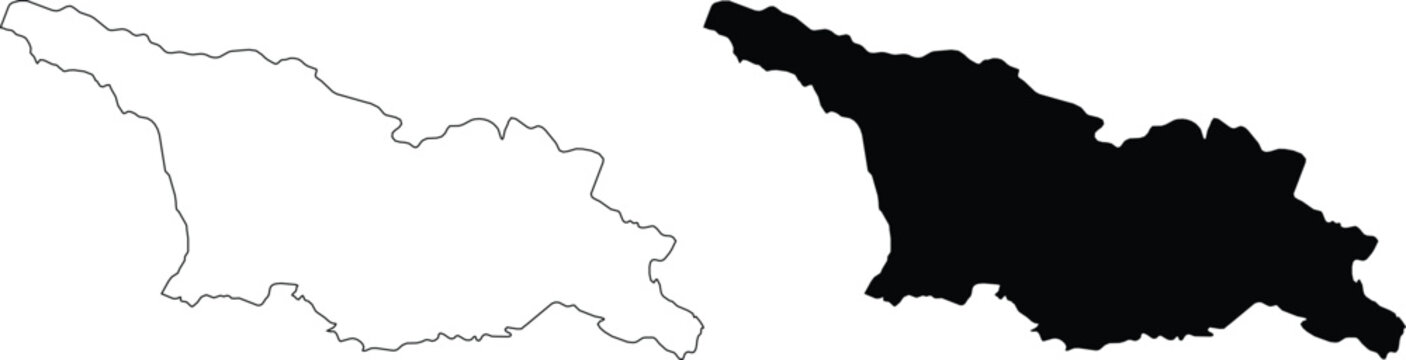 Georgia outline and silhouette map Keywords: Georgia, map, outline, silhouette, country