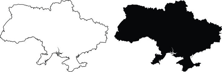 Ukraine map outline and silhouette geography © Design LL