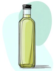Minimal contemporary bottle illustration featuring fluid organic forms and muted green pastel tones