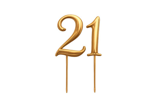 Golden number 21 cake topper for celebrating birthday