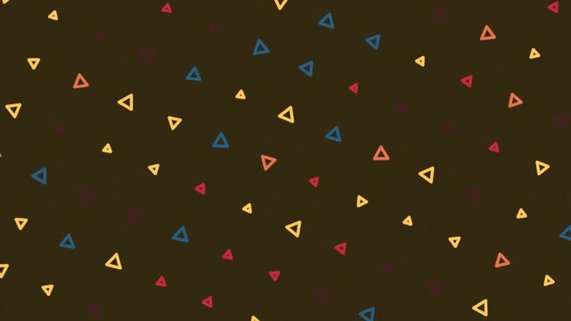 Brown Background with Scattered Colorful Triangles Loop Animation