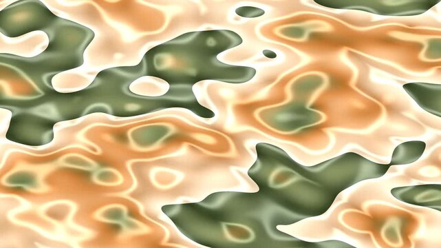 Camouflage Pattern Loop Organic Flowing Shapes Beige Green Orange