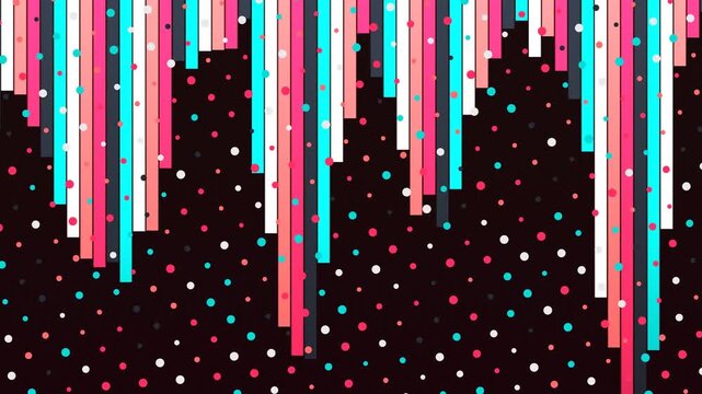 Colorful Falling Bars And Dots Animation Loop On Black Background