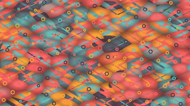 Colorful Abstract Background Loop with Geometric Shapes and Stripes