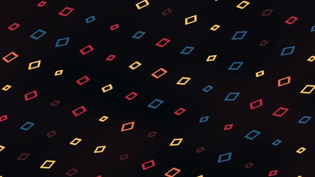 Colorful Pixelated Diamonds Motion Graphic Loop Dark Background