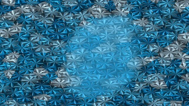 Blue Metallic Star Pattern Motion Background With Soft Light Center