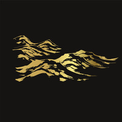 wave sea japanese chinese vector ink traditional asian golden design isolated