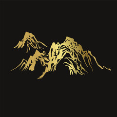 mountains set japanese chinese vector ink traditional asian golden design isolated