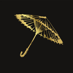 umbrella japanese chinese vector ink traditional asian golden design isolated