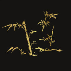 bamboo japanese chinese vector ink traditional asian golden design isolated