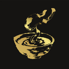tea japanese chinese vector ink traditional asian golden design isolated