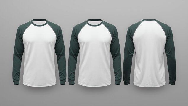 Long-sleeves raglan t-shirt mockup, 3d illustration, 3d rendering