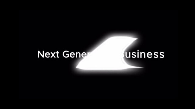 A video showcasing a futuristic business concept with a glowing white logo on a black background