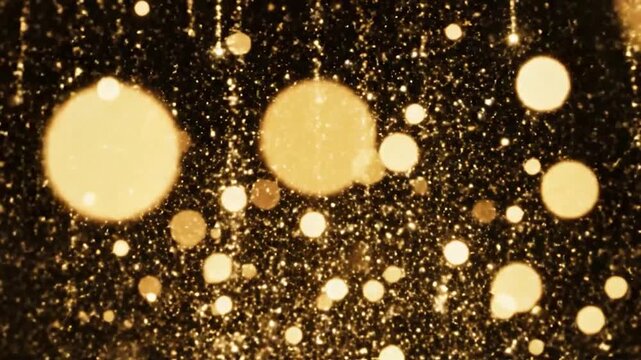 Bright golden particles explode outwards creating a dynamic abstract background