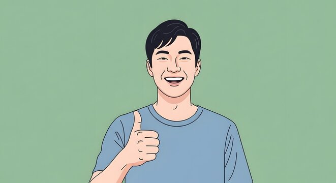 Smiling Portrait: Capturing a man's authentic joy and optimism, against the backdrop of a soft, verdant hue.