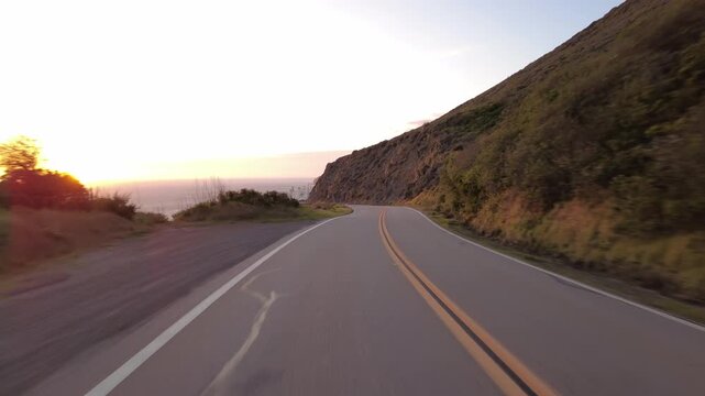 Big Sur Pacific Coast Highway Southbound 6 Cape San Martin to Ragged Point 04 Rear View MultiCam Driving Plate California USA