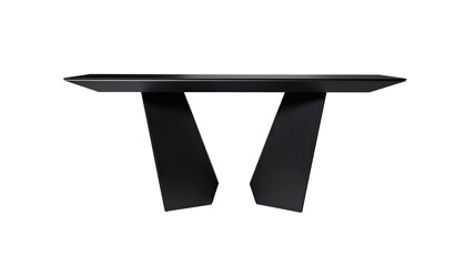 Black dining table with matte finish on a white background
