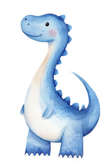Naklejka premium Cute blue dinosaur with soft hues for children