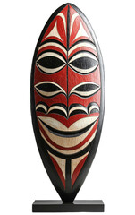 Traditional tribal shield from Papua New Guinea isolated on transparent background