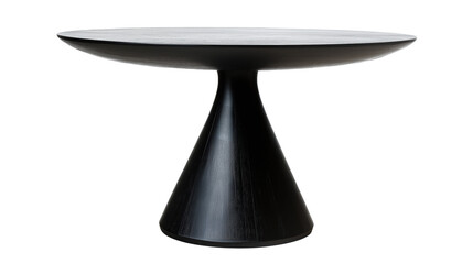 Black dining table with matte finish on transparent background