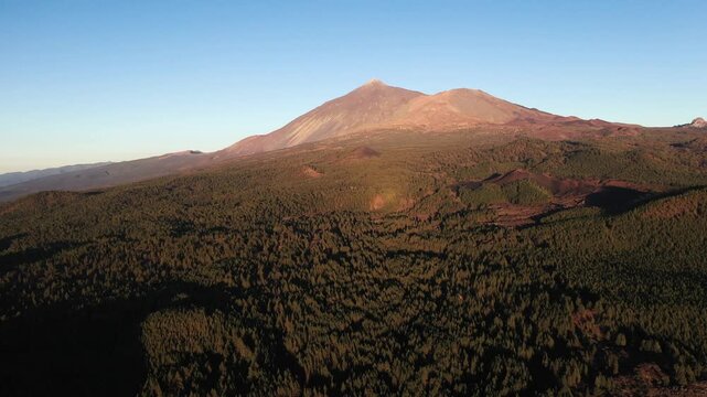 High altitude drone rotation revealing cloud inversion landscape Tenerife travel destination