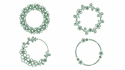 Obraz premium Green floral circle jewelry designs. Spring Vector Packs. EPS Editable