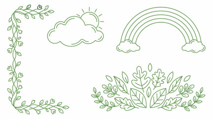 Fototapeta premium Nature inspired illustrations with rainbow. Spring Vector Packs. EPS Editable
