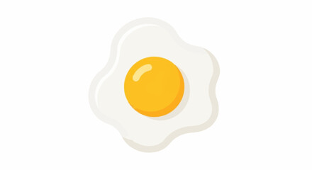 Fried Egg Illustration with White Background - Breakfast Food Icon