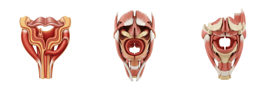 Human pharynx isolated on white background, throat anatomy, nasopharynx, oropharynx, laryngopharynx, upper digestive tract, respiratory system, medical illustration, human internal organ, pharyngeal d