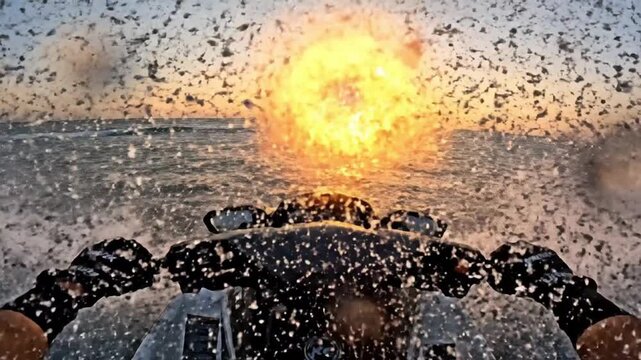 Exciting jet ski adventure at sunset ocean video content dynamic environment first-person view ai generated experience