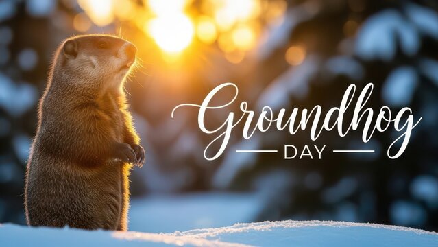 Groundhog day celebration with furry weather predictor