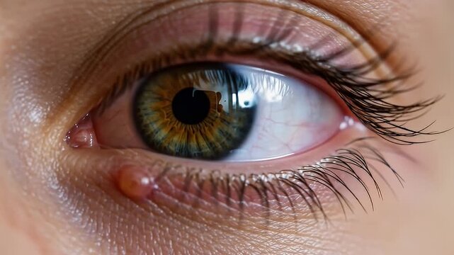 Close-up of Eye with Chalazion - Symptoms, Causes, and Treatment.