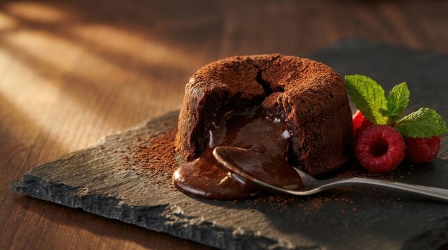 A tempting rich chocolate lava cake with molten center, as captured on -02-11 at 17:54:59, presenting a delectable dessert experience.