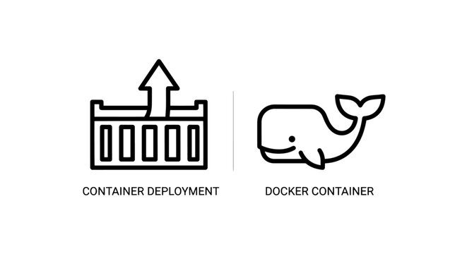 Container Deployment and Docker Container Icons: Software Packaging and Orchestration for IT