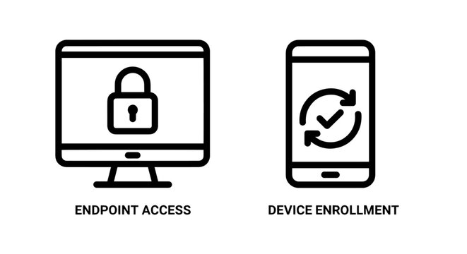 Endpoint access and device enrollment icons for IT security and mobile device management.