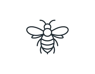 Obraz premium Minimalist outline of a flying insect, symmetrical design with wings, antennae, and body segments