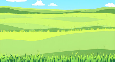 Obraz premium grassland, field, meadow, greenfield, pasture, plain, nature, landscape, scenery, countryside, rural, outdoor, horizon, farmland, sky, bluesky, clouds, cloudscape, daylight, sunlight, sunny, bright, f