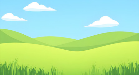 Obraz premium field, grass, greenfield, meadow, pasture, lawn, nature, landscape, scenery, countryside, rural, outdoor, horizon, farmland, sky, blue, clouds, cloudscape, daylight, sunshine, sunny, bright, fresh, ca