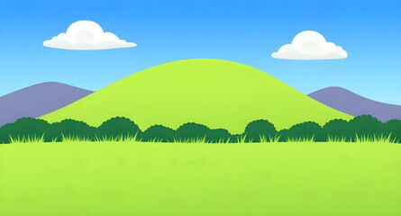 Obraz premium landscape, nature, grass, green, field, meadow, pasture, plain, countryside, rural, outdoor, scenery, horizon, farmland, sky, blue, clouds, cloudscape, daylight, sunshine, sunny, bright, fresh, calm, 