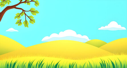 Fototapeta premium landscape, nature, grass, green, meadow, field, pasture, lawn, countryside, rural, outdoor, scenery, horizon, farmland, sky, blue, clouds, cloudscape, daylight, sunshine, sunny, bright, fresh, calm, p