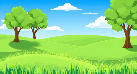 Obraz premium landscape, nature, grassland, meadow, field, green, pasture, lawn, countryside, rural, outdoor, scenery, horizon, plains, farmland, sky, bluesky, clouds, cloudscape, daylight, sunlight, sunny, bright,