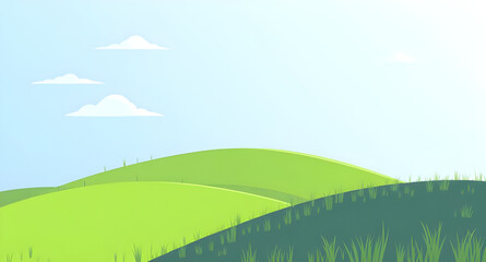 Fototapeta premium meadow, grassland, field, green, pasture, lawn, nature, landscape, scenery, countryside, rural, outdoor, horizon, farmland, sky, bluesky, clouds, cloudscape, daylight, sunlight, sunny, bright, fresh, 