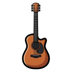 Obraz premium Acoustic Guitar Illustration on White Background.